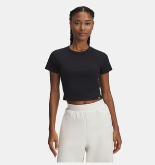 Under Armour Under Armour Kadın Pamuklu Kısa Kollu Düz Crop Siyah T-Shirt 6000264-001