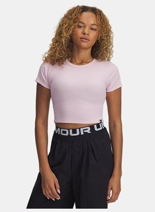 Under Armour Under Armour Kadın Pamuklu Kısa Kollu Düz Crop Pembe T-Shirt 6000264-647