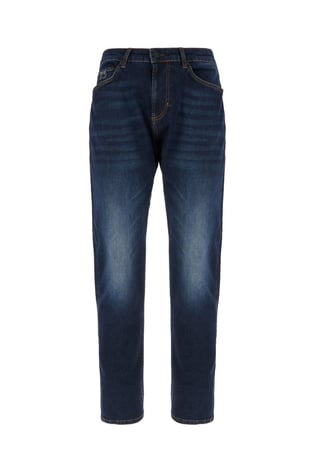 Versace Versace Erkek Dar Paça Beş Cepli Tasarım Kontrast Dikiş Lacivert Pantolon 78GAB5D0CDWK9-904