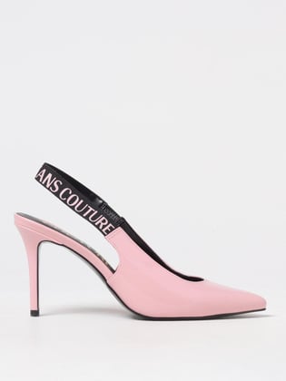 Versace Versace Kadın Elastik Logo Baskılı Sivri Burunlu Pembe Klasik Topuklu Ayakkabı 78VA3S52ZS190-489