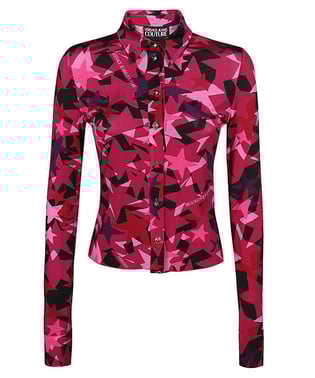 Versace Versace Kadın Marka Logolu Uzun Kollu Slim Fit Pembe Gömlek 75HAL213 JS213-455