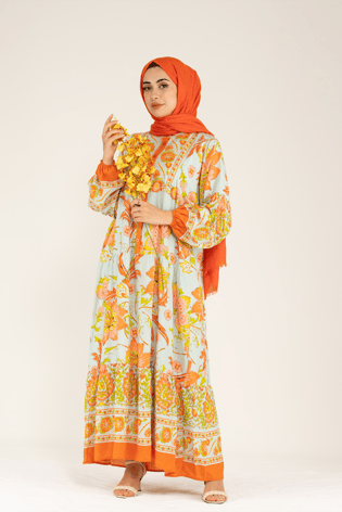 Alaçatı Viscose Dress -Orange Yellow