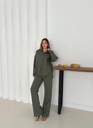 Nakış Detaylı İkili Takım Yeşil