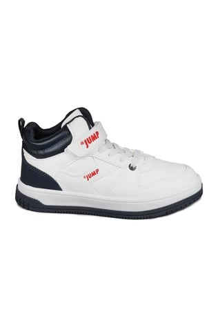 27758 Cırtlı Yüksek Bilekli Beyaz - Lacivert Üniseks Çocuk Sneaker Günlük Spor Ayakkabı