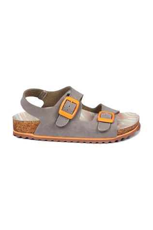 50023 Çift Tokalı Koyu Gri Kız Çocuk Sandalet