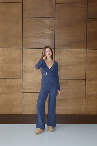 Bürümcük Tokalı Bluz Pantolon Takım