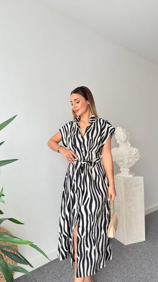 Beli Pensli Zra Model Zebra Desenli Elbise