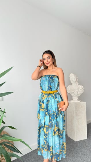 Katlı Straplez Zra Model Elbise 