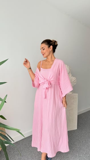 Pembe Merla İkili Elbise Takım