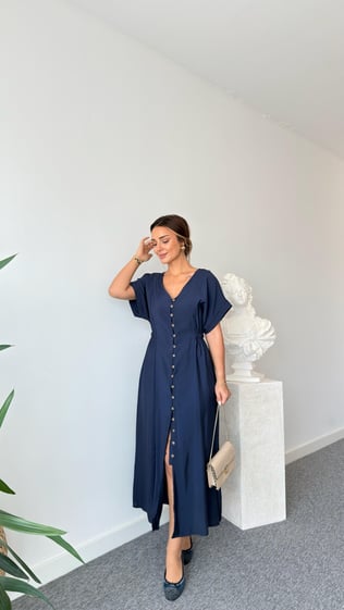 Lacivert Voul Zra Model Tensel Elbise