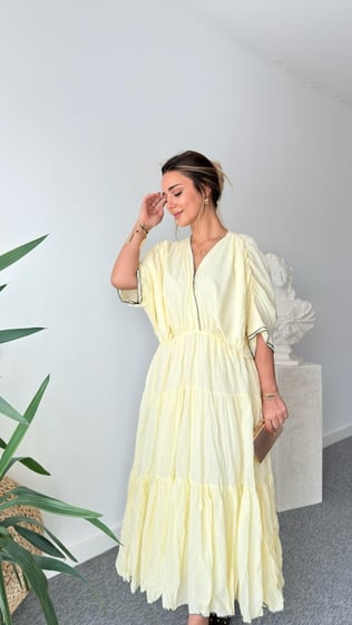 Sarı Kontrast Massi Model Elbise
