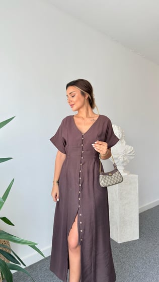 Kahve Voul Zra Model Tensel Elbise