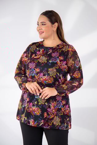 Büyük Beden 333557 Çiçek Desenli Bluz Etnikçiçek