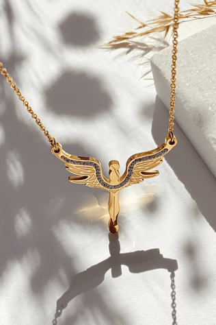 Gold Melek Taşlı Kolye Modelleri