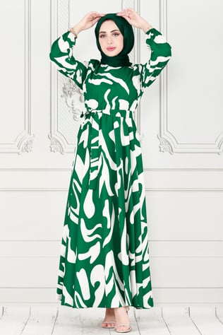 Geometric Pattern Dress- green color