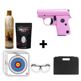 ​We CT25 Pembe Airsoft Tabanca + Green Gas + 0.20gr BB + Taşıma Çantası + Balistik Gözlük