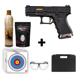 ​We Glock 19 T1 Airsoft Tabanca + Green Gas + 0.20gr BB + Taşıma Çantası + Balistik Gözlük