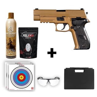 ​We Sig Sauer MK25 Tan Airsoft Tabanca + Green Gas + 0.20gr BB + Taşıma Çantası + Balistik Gözlük