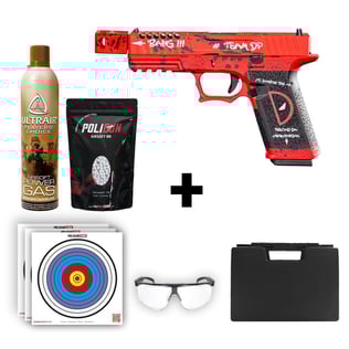 AW Glock 17 Deadpool Edition + Green Gas + 0.20gr BB + Taşıma Çantası + Balistik Gözlük