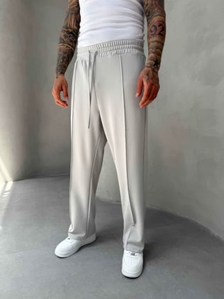 Gri Doubleface Kumaş Baggy Pantolon