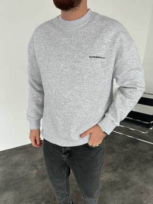 Gri Yazı Detaylı Sweatshirt