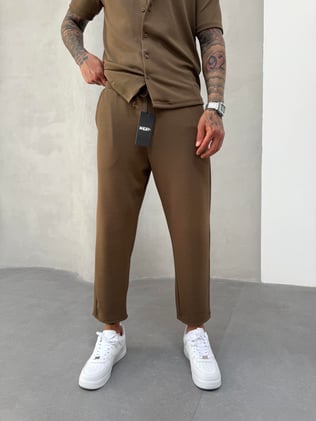 Kahve Fitilli Boyfriend Pantolon