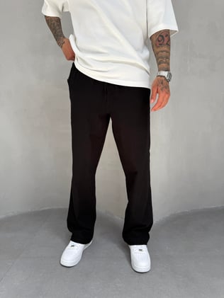 Siyah Keten Baggy Pantolon