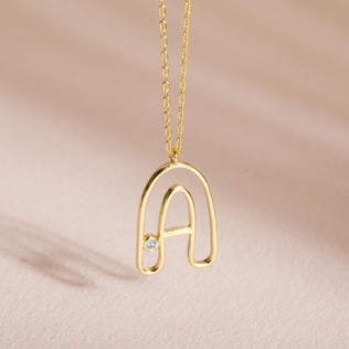 Goldstore-0.01 Karat Pırlanta Harf Kolye 