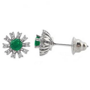Goldstore-0.16 ct. Pırlanta Zümrüt Küpe
