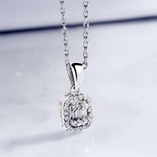 Goldstore-0.18 ct. Pırlanta Baget Kolye