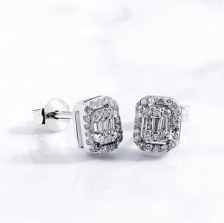 Goldstore-0.31 ct. Pırlanta Baget Küpe
