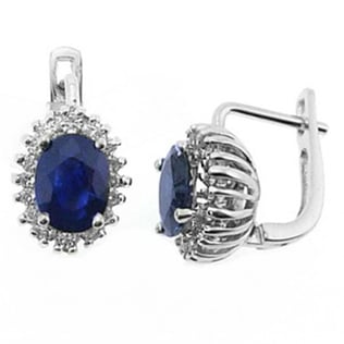 Goldstore-0.5 ct. Pırlanta Safir Anturaj Küpe
