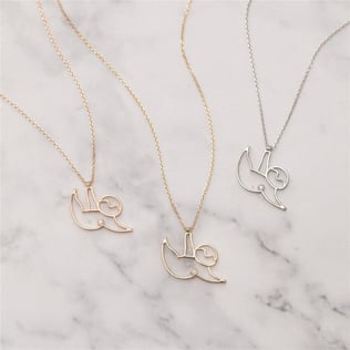 Goldstore-14k 18k Solid Gold Sloth Diamond Necklace, Diamond Lazy Sloth Necklace Dainty Gold Baby Sloth Necklace, Cute Smiley Dangling Sloth Necklace