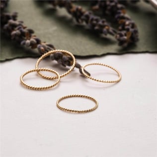 Goldstore-14K 18K Solid gold Twist Ring, Twisted Rope Real Gold Wedding Band, Stacking Twist Ring Wedding Ring - Tiny Gold Knuckle Ring Gift For Her