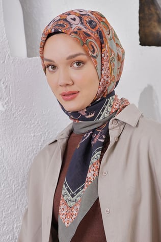 Loryan Scarf Diamond Eşarp - Diamond Diya İpeksi Eşarp 4317 Haki