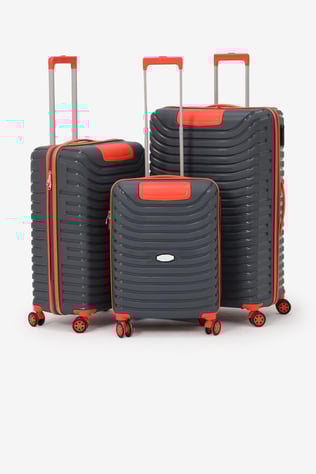 3'lü Set Silikon Kırılmaz PP Unisex Füme Turuncu Valiz PWVLZ005