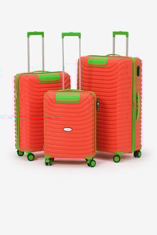 3'lü Set Silikon Kırılmaz PP Unisex Turuncu Yeşil Valiz PWVLZ005