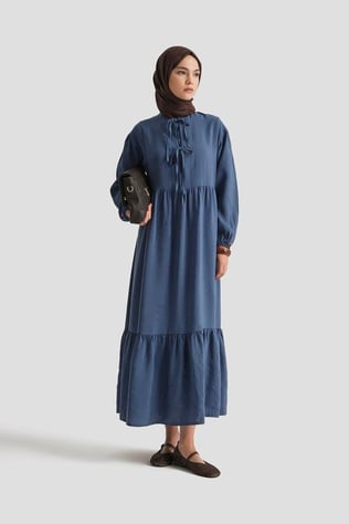 Armine TREND Minik Kurdele Detaylı Elbise İndigo 25YT954