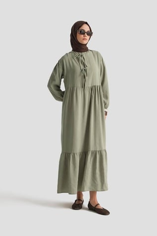 Armine TREND Minik Kurdele Detaylı Elbise Haki 25YT954