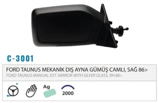 DIŞ DİKİZ AYNASI MEKANİK GÜMÜŞ SAĞ TAUNUS 1.6 89>94 M003.300 1
