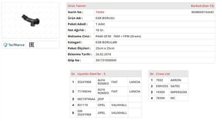 EGR BORUSU FIAT LINEA / IDEA / 500 L /500 X / BRAVO 1.6 MULTIJET FIAT GRANDE PUNTO 1.6 MULTIJETFIAT PUNTO EVO 1.6 MULTIJET FIAT NEW DOBLO 1.6 MULTIJET - 2.0 MULTIJET FIAT FREEMONT I - II 2.0 MULTIJETFIAT SEDICI I / SEDICI II 2.0 MULTIJETFIAT DUCATO I