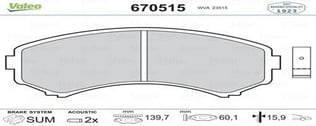 FREN BALATASI ÖN MAZDA MPV 99>02-E00> 2.0 91>04-E2200 2.2D 97>04