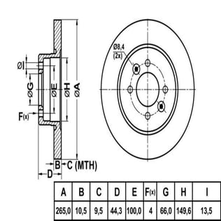 FREN DISK ARKA DUZ 265-4 ( RENAULT: LAGUNA SAFRANE 93 - 01 )