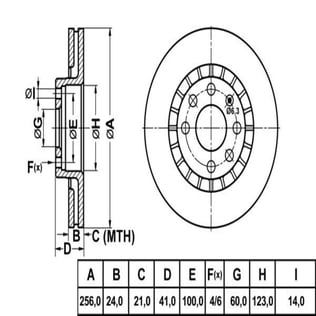 FREN DISK ON HAVA KANALLI 256-4 ( OPEL: ASTRA F G ASCONA 91 - 98 )