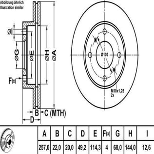 FREN DISK ON HAVA KANALLI 257-4 ( NISSAN: PRIMERA P10 P11 ALMERA II 90 - 97 )