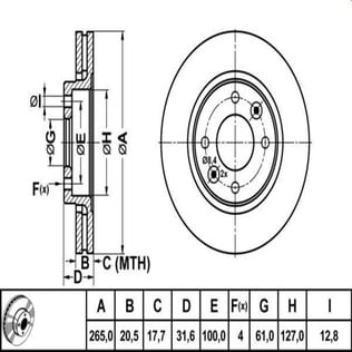 FREN DISK ON HAVA KANALLI 265-4 ( RENAULT: R21 CONCORDE 90 -  )