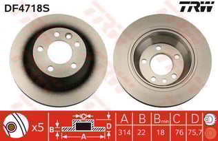 FREN DİSKİ ARKA TOUAREG 7L 02> TRANSPORTER T5 03> HAVALI 314mm
