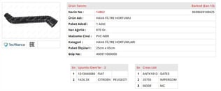 HAVA FİLTRE HORTUMU FIAT DUCATO II 2.8 TD - 2.8 JTDPEUGEOT BOXER I 2.8 TD - 2.8 HDI PEUGEOT BOXER II 2.8 TD - 2.8 HDICITROEN JUMPER I 2.8 TD - 2.8 HDICITROEN JUMPER II 2.8 TD - 2.8 HDI