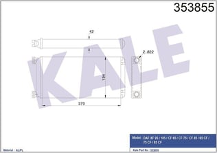 KALORİFER RADYATÖRÜ DAF DAF CF65 CF75 CF85 01<13 X F105 05=> FA/FAC/FAD/FAR/FAG/FAT/FT/FTG/FTS/FTT AL/BRZ 370×194×42
