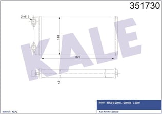 KALORİFER RADYATÖRÜ MAN MAN L2000 M2000 L M2000 M 94=> AL/MKNK 370×188×42